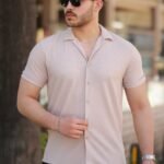 Erkek Ottoman Kumaş Apaj Yaka Kısa Kollu Gömlek