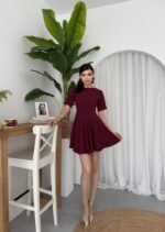 Crem Pliseli Elbise - Görsel 6