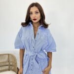 5318 ELBİSE-MAVİ BEYAZ ÇİZGİLİ