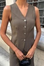 Arkası Bağcıklı Yelek Plazza Pantolon Modal Takım 10202-08 - Görsel 5