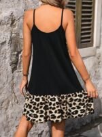 Kadın Ip Askılı Yuvarlak Yakalı Leopar Detaylı Elbise - Görsel 6