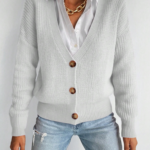 Kadın Uzun Kollu Düğme Detay Triko Bluz