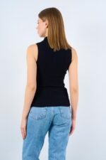 Patlı Düğmeli Triko Atlet - Siyah - Görsel 5