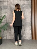 Kadın Askılı Yuvarlak Yaka Viskon Iki Iplik Bluz Ve Eşofman Altı Ikili Takım - Görsel 3