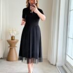 Kadın Tül Etekli Viskon Elbise