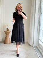 Kadın Tül Etekli Viskon Elbise