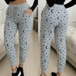 Kadın Yüksek Bel Bağcıklı Desenli Iki Iplik Pantolon