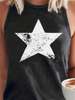 Kadın Askılı Yuvarlak Yaka Yıldız Desenli Süprem Bluz - Görsel 2