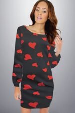 Kadın Uzun Kollu Bisiklet Yaka Dalgıç Mini Boy Elbise - Görsel 8