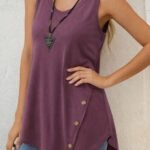 Kadın Askılı Yuvarlak Yakalı Asimetrik Kesim Detaylı Viskon Bluz