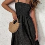 Kadın Ip Askılı Gipeli Desenli Kısa Süprem Elbise