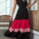 Kadın Kısa Kollu Kruvaze Yakalı çok Renkli Aerobin Elbise