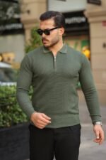 Erkek Pirinç Desenli Uzun Kollu Yakalı Triko - Görsel 4