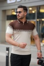 Erkek Hemşire Yaka çift Renk Kısa Kollu Tişört