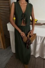 Yelek Önden Bağlamalı Uzun Etekli Takım 10192 - Görsel 7