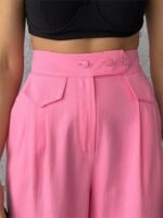 PANTOLON KAPALI CEP 3 DÜĞME DETAYLI - Pembe - Görsel 3