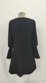 Kadın Uzun Kollu V Yakalı Kısa Ithal Krep Elbise - Görsel 10