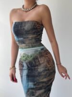 Mountain Straplez Tül Elbise - Görsel 4