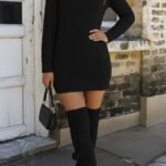 Kadın Uzun Kollu Bisiklet Yaka Triko Elbise