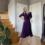 Krep Kumaş Midi Boy Kuşaklı Uzunkol Elbise - Görsel 2