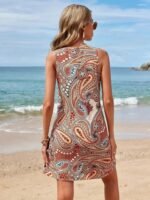 Kadın Kısa Kollu Dantel V Yakalı Desenli Süprem Elbise - Görsel 4