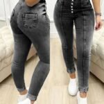 Kadın Yüksek Bel önden Düğmeli Jean Pantolon