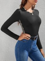 Kadın Uzun Kollu Leopar şeritli Viskon Bluz - Görsel 8