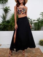 Kadın Yüksek Bel Yandan Yırtmaçlı Uzun Sandy Etek - Görsel 2