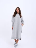 Kadın Arkası Leoparlı Yırtmaçlı Elbise - Görsel 3