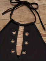 Kadın Askılı Kuş Gözü Ve Dekolte Detay Boyundan Bağlamalı Viskon Bluz - Görsel 3