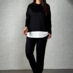 Kadın Uzun Kollu Kapşonlu Bağcıklı Viskon Iki Iplik Bluz Ve Pantolon Ikili Takım