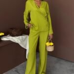 Kruvaze Model Klasik Pantolonlu Çupra Keten Takım 10191