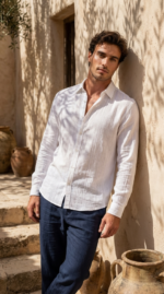 Erkek Armürlü Yarım Oversize Müslin Gömlek - Görsel 2