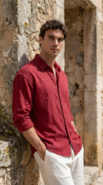 Erkek Armürlü Yarım Oversize Müslin Gömlek - Görsel 2