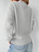 Kadın Uzun Kollu Düğme Detay Triko Bluz - Görsel 5