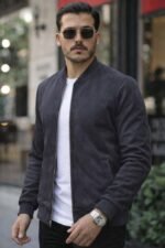 Erkek önden Fermuarlı Içi Astarlı Süet Ceket