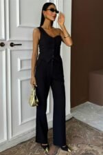 Tek Omuz Büstiyer Plazzo Pantolon Viscon Takım 10159 - Görsel 5