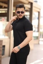 Erkek çizgi Dokulu çıtçıt Yakalı Kısa Kollu T-shirt - Görsel 2