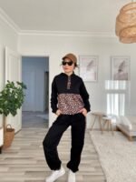 Kadın Uzun Kollu Leopar Detay Sweat Ve Yanı Leopar şerit Detay Pantolon Ikili Takım - Görsel 3