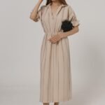 Beli Lastikli Elbise - Taş