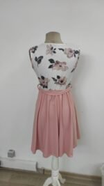 Kadın Sıfır Kollu V Yakalı çiçek Baskılı Beli Kuşaklı Dalgıç Elbise - Görsel 6