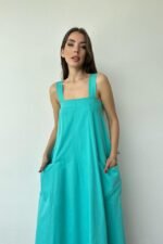 Mint Askılı Cepli Elbise - Görsel 2