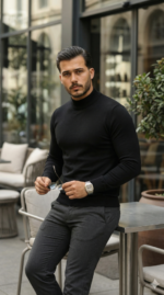 Erkek Yarım Balıkçı Yaka Pamuklu Triko - Görsel 3