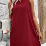 Kadın Askılı V Yakalı Geniş Kesim Detaylı Kısa Janjan Krep Elbise