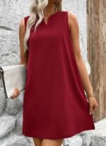 Kadın Askılı V Yakalı Geniş Kesim Detaylı Kısa Janjan Krep Elbise
