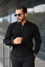 Erkek Selanik örme Yakalı Uzun Kollu Triko - Görsel 6