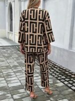 Kadın Uzun Kollu önü Açık Desenli Iki Iplik Ceket Ve Pantolon Ikili Takım - Görsel 5