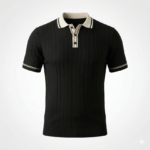 Erkek Düğme Yakalı Kontrast Yaka Triko Tişört - Görsel 2