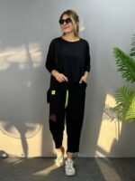 Kadın Iki Iplik Viskon Pamuk Kumaş Arma Detaylı Ikili Takım - Görsel 5