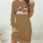 Kadın Uzun Kollu Bisiklet Yaka Desenli Viskon Iki Iplik Bluz